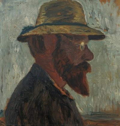 右側に麦わら帽子をかぶったOtto Modersohn。 1905年頃 作： Paula Modersohn Becker
