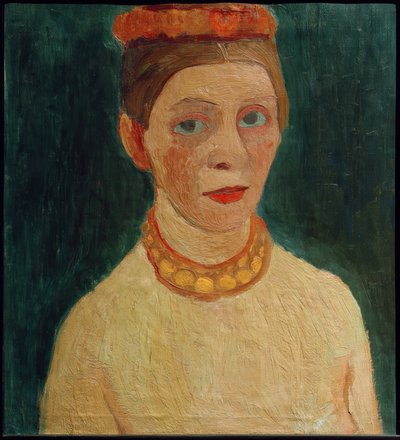 彼女の髪に赤い花輪をつけた自画像 作： Paula Modersohn Becker
