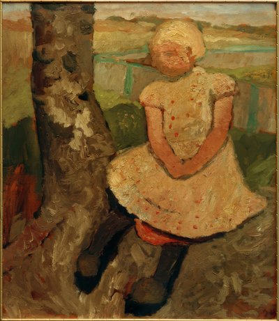 ツリーの下に座っている子供 作： Paula Modersohn Becker