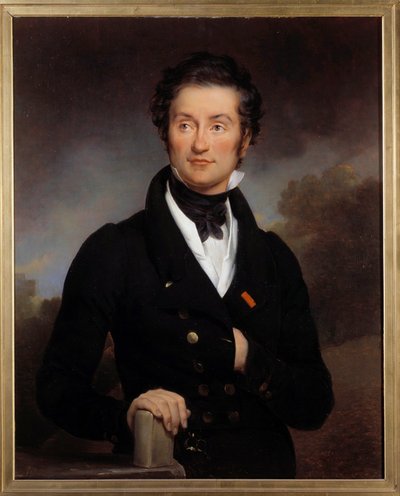 作家シャルル・ノディエ（1780-1844）の肖像 彼は偉大なロマン派の芸術家（ユゴー、ラマルティーヌ、ヴィニー...）が集う文学サロンを開いていた ポーラン・ゲラン（1783-1855）の絵画 19世紀パリ、アーセナルの図書館。 作： Paulin Jean Baptiste Guerin