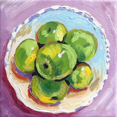 青リンゴの静物画 作： Pauline Wegman | Key and Sea Creative