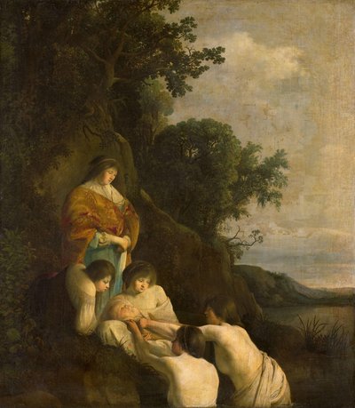ファラオの娘がラッシュバスケットでモーセを発見 作： Paulus Bor