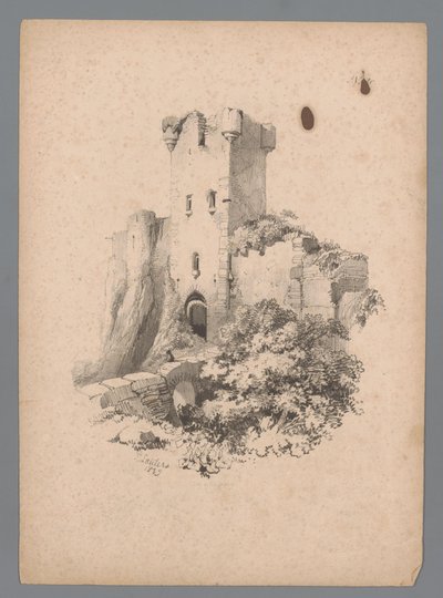 門のある台無しにされた塔の眺め Paulus LautersによるLandscape Studies (シリーズタイトル) Nouvelle suite de 40 études de paysages par P. Lauters (シリーズタイトル) 作： Paulus Lauters
