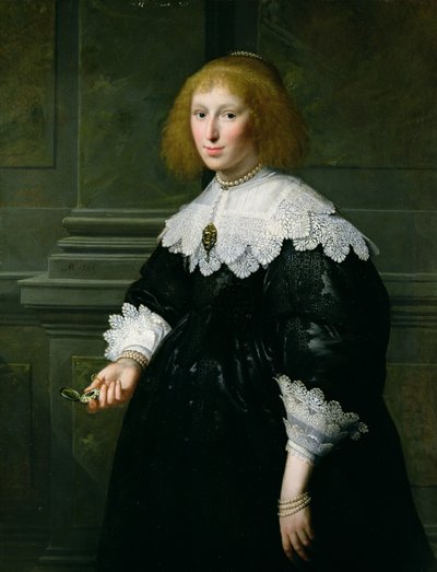 時計を持っている女性の肖像 作： Paulus Moreelse