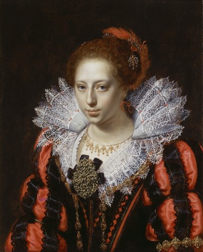 若い女性の肖像、c.1620 作： Paulus Moreelse