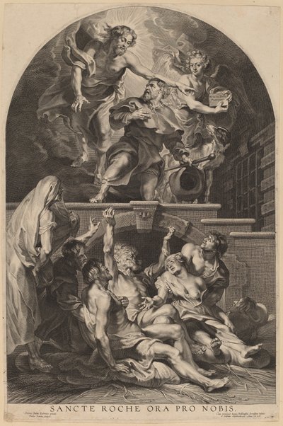 聖ロックに現れたイエス・キリスト 作： Paulus Pontius, after Sir Peter Paul Rubens