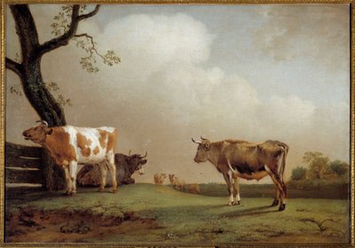 The meadow プリの中の牛の群れ。ポール・ポッター（1625-1654）による絵画 1652年 日0,84x1,21 m 作： Paulus Potter