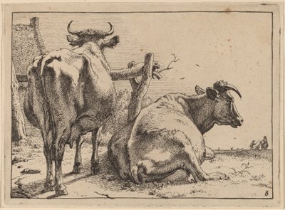 後ろから見た2頭の牛 作： Paulus Potter