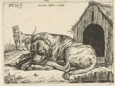 鎖で横になっている犬 いろいろな犬（連載タイトル） 作： Pauwels van Hillegaert