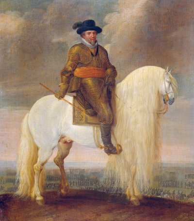 ニーウポルトでの勝利の後に贈られた白い軍馬にまたがるマウリッツ王子 作： Pauwels van Hillegaert