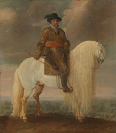 ニーウポールトでの勝利の後に贈られた白い軍馬にまたがるマウリッツ王子 作： Pauwels van Hillegaert