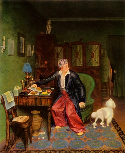 貴族は朝食をとるか、彼の胃に絹をとって中身は何もない、1849-1850、1965。 作： Pavel Andreevich Fedotov