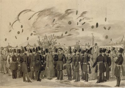 1837年7月8日、1837年7月8日、ライフガードフィンランド連隊のキャンプを訪れたミハイルパブロビッチ大公 作： Pavel Andreevich Fedotov