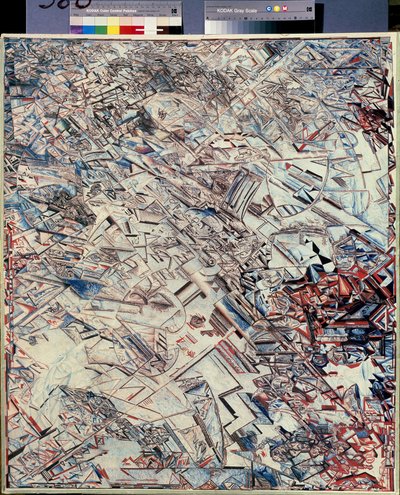 構成。 Pavel Nikolayevich Filonov (1883-1941) の絵画、キャンバスに油彩、ロシア美術、前衛、抽象美術。 国立ロシア美術館、サンクトペテルブルク。 作： Pawel Nikolajewitsch Filonow