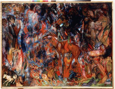 ""Composition au cavalier"" (ライダーとのコンポジション) Peinture de Pavel Nikolayevich Filonov (1883-1941) sd. 国立ロシア美術館、サンクトペテルブルク 作： Pawel Nikolajewitsch Filonow