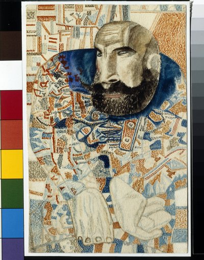 御者 - パベル・ニコラエヴィッチ・フィロノフ (1883-1941) の作品、紙に水彩 (19x12.3 cm) 作： Pawel Nikolajewitsch Filonow