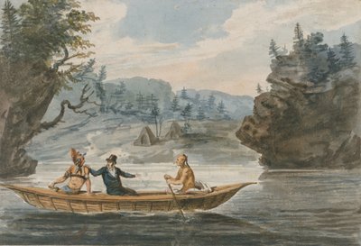 カヌーの2人のインディアンと白人、1811-ca。 1813年。 作： Pavel Petrovic Svin