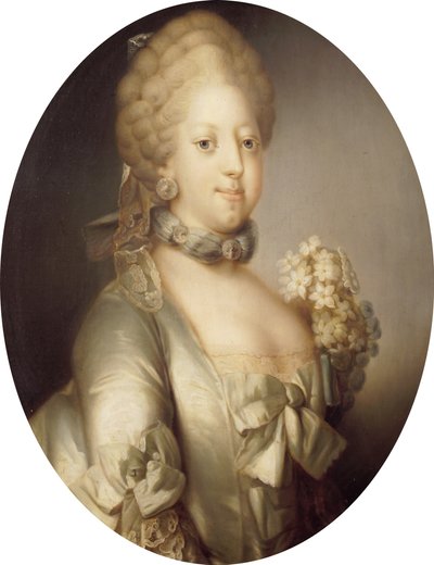 イギリス1751-1775、デンマークの女王、1767年頃のキャロラインマチルダの肖像。 作： Peder Als