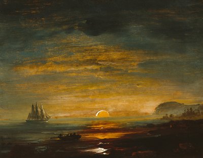 夕日のある海岸風景 作： Peder Balke
