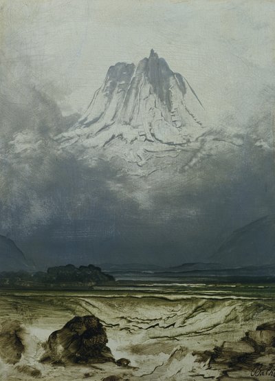 ランドスケープスタディ、ノルウェー北部（パネルに油彩） 作： Peder Balke