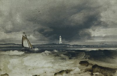 灯台（パネルに油彩） 作： Peder Balke