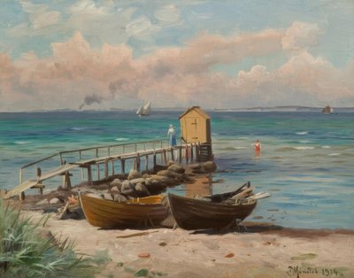 ビーチのP.Mönsted、バデハウシェン 作： Peder Monsted