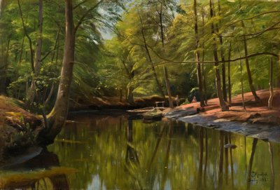P.Mönsted、森の小川の夏の日 作： Peder Monsted