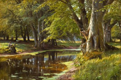 PederMönsted、森の小川の夏の日 作： Peder Monsted