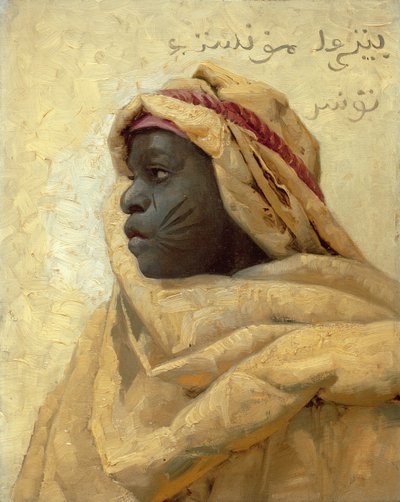 ヌビア人の肖像」（油彩・パネル 作： Peder Monsted