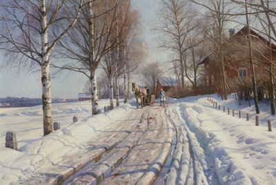 晴れた冬の日、Vestanvik by Leksand, Dalarna 作： Peder Monsted