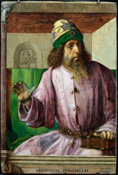 アリストテレス、古代ギリシャの哲学者および科学者、c1470-c1504 作： Pedro Berruguete