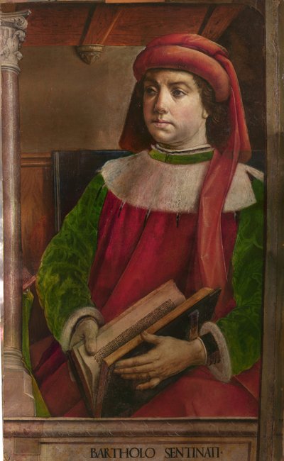 Bartole en latin Bartolus de Saxoferrato (1313-1356) - Bartolus de Saxoferrato par Berruguete, Pedro (1450-1503).木に油彩、サイズ：95x57、1473-1475年頃、Galleria nazionale delle Marche, Urbino 作： Pedro Berruguete