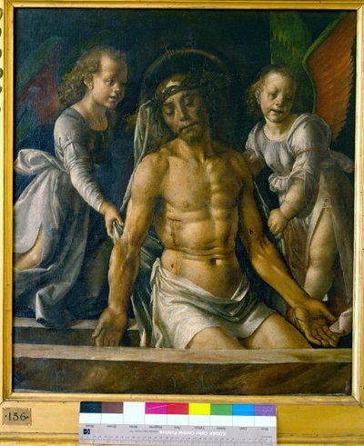 1480年頃の2人の天使の間の墓にあるキリスト 作： Pedro Berruguete