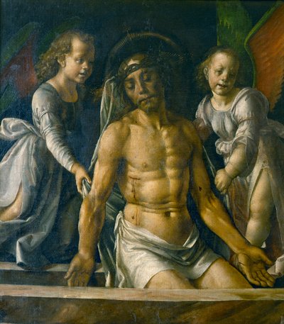 2人の天使とのピエタ、1480年。 作： Pedro Berruguete