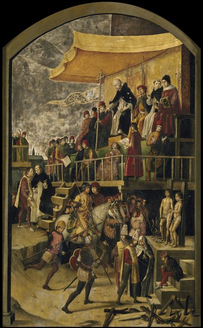 セント・ドミニクがオート・ダ・フェを主宰する。 1495 作： Pedro Berruguete