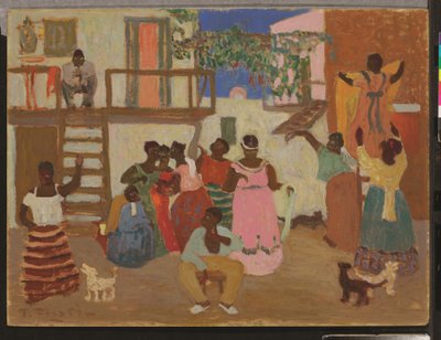 カンドンベ（装飾）の準備、c。 1935年（船上油） 作： Pedro Figari