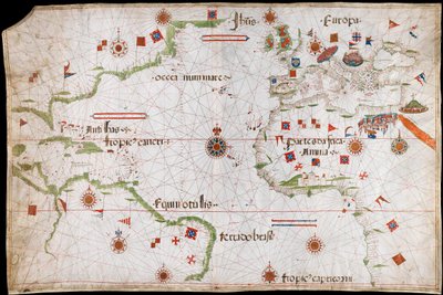 大西洋、地中海、黒海の海図 1535年頃（ヴェラム、紙） 作： Pedro Reinel