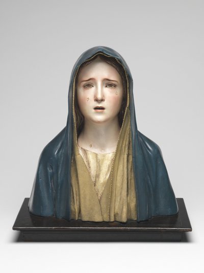 Vorgin of Sorrows Mater Dolorosa（ポリクロームウッド、ガラス、アニマルヘア） 作： Pedro de Mena