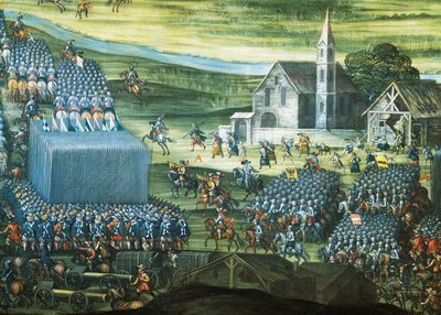 1620年11月7日から8日にかけてのプラハ近郊の白山の戦い、ローマのサンタ・マリア・デッラ・ヴィットリアに保存されているピーテル・スナイアス（1592-1667）の絵画。詳細はこちら三十年戦争、チェコ共和国 作： Peeter Snayers