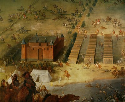 三十年戦争 : 1639年、同盟軍のピッコロミニ伯爵がフランス軍を破ったディーデンホーフェンの戦い。 作： ピーター・スナイアーズ