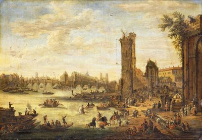 シテ島とポンヌフ橋の方を向いたパリの眺め、1671〜77年 作： Peeter or Pieter Bout