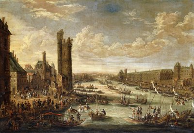 ルーヴル美術館とトゥールドネスルに向けたパリの眺め、1671-77年 作： Peeter or Pieter Bout