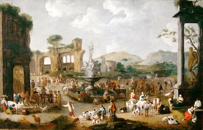 イタリアの市場」（油彩・キャンバス） 作： Peeter van Bredael