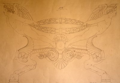 蹄型の脚付きスツールの図面、1837年頃（図面 作： Pelagio Palagi