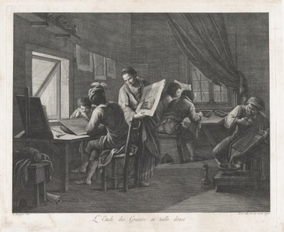 版画ワークショップ、1750-1800。、1750-1800。 作： Pellegrino dal Colle