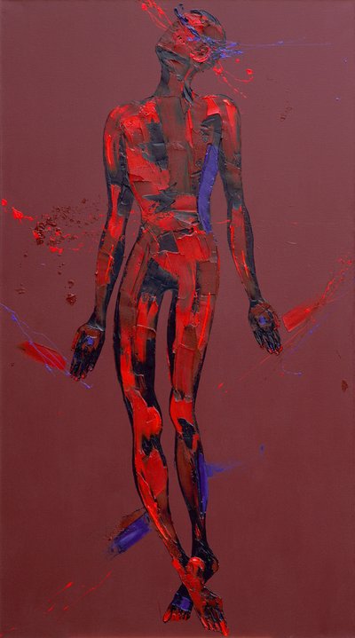 イエスは十字架に釘付けされている」ステーション11（油彩・キャンバス 作： Penny Warden