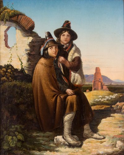「イタリアのヤギ飼い」、1820-1885 作： Penry Williams