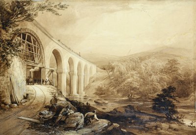 クエーカーズ・ヤード高架橋 1840年頃 （紙にペンと水彩画） 作： Penry Williams