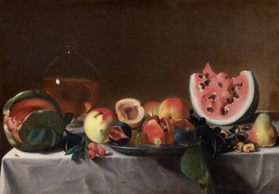 果物とカラフェのある静物 作： Pensionante del Saraceni