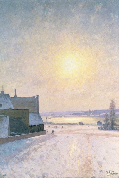 太陽と雪、ストックホルムの風景 作： Per Ekstrom